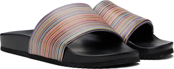 Paul Smith Black Signature Stripe Dru Slides - Image 4