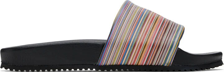 Paul Smith Black Signature Stripe Dru Slides