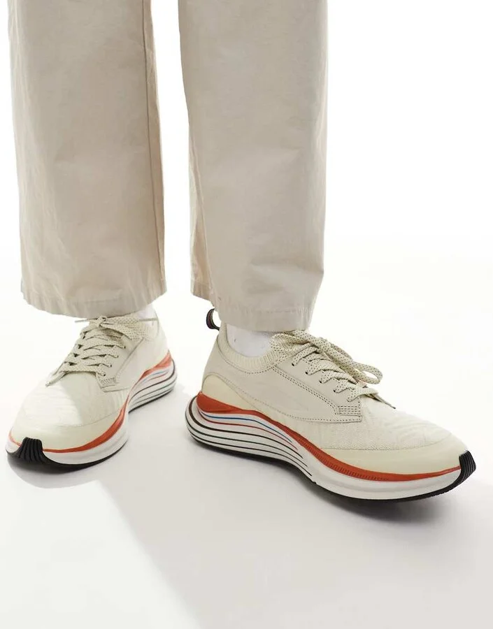 Paul Smith chunky logo sneakers with stripe sole in off white - Image 2