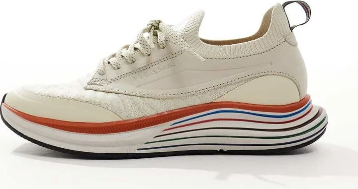 Paul Smith chunky logo sneakers with stripe sole in off white - Image 3