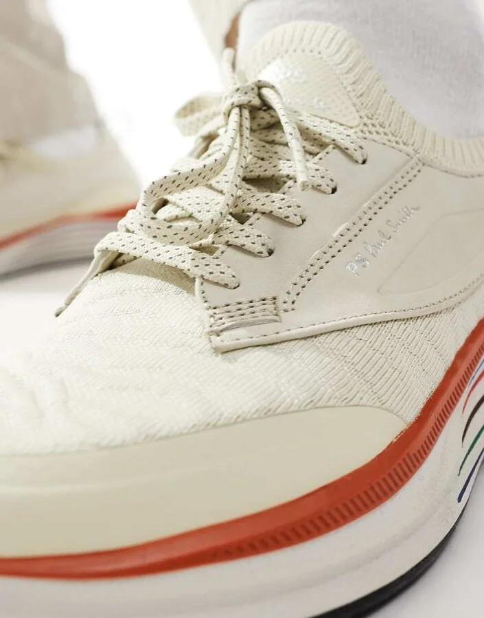 Paul Smith chunky logo sneakers with stripe sole in off white - Image 4