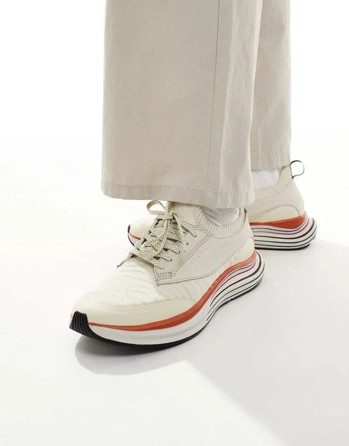 Paul Smith chunky logo sneakers with stripe sole in off white
