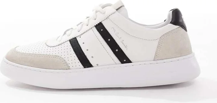 Paul Smith leather logo sneakers with side stripe in white - Image 2