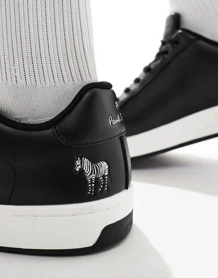 Paul Smith logo leather sneakers in black and white - Image 2