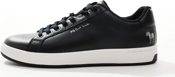 Paul Smith logo leather sneakers in black and white - Image 3