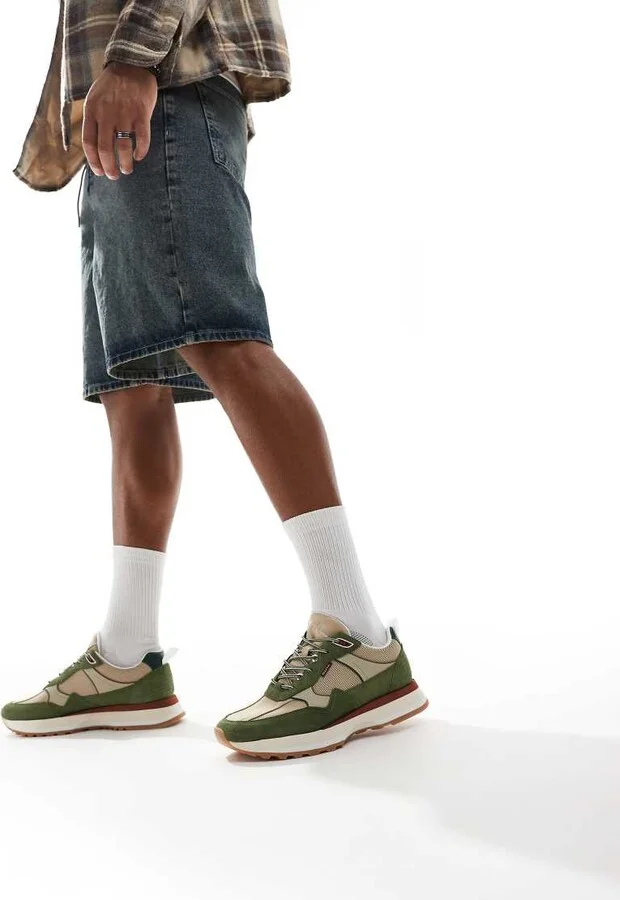Paul Smith suede mix chunky sneakers with logo in green - Image 4