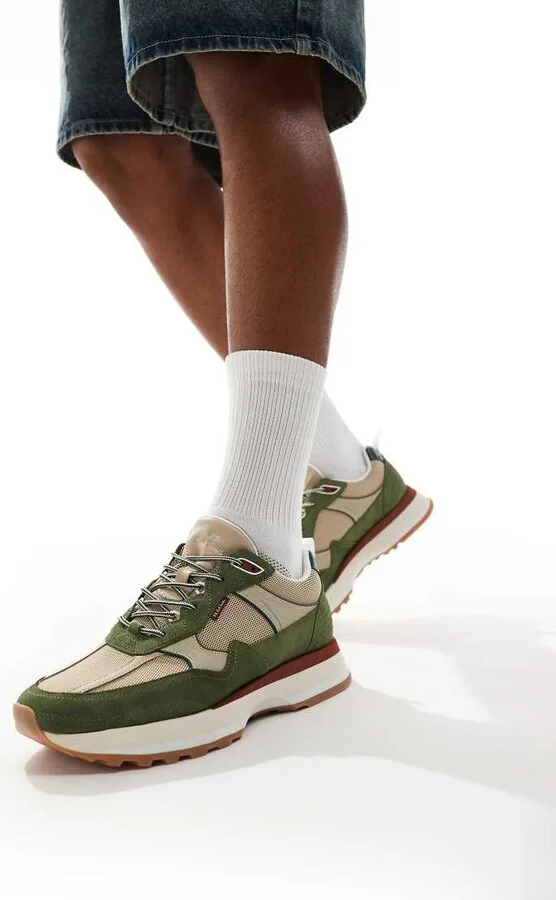 Paul Smith suede mix chunky sneakers with logo in green