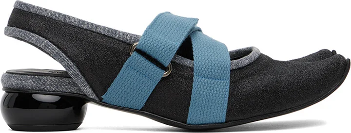 Paula Canovas Del Vas Black Diablo Stripy Ballerina Heels