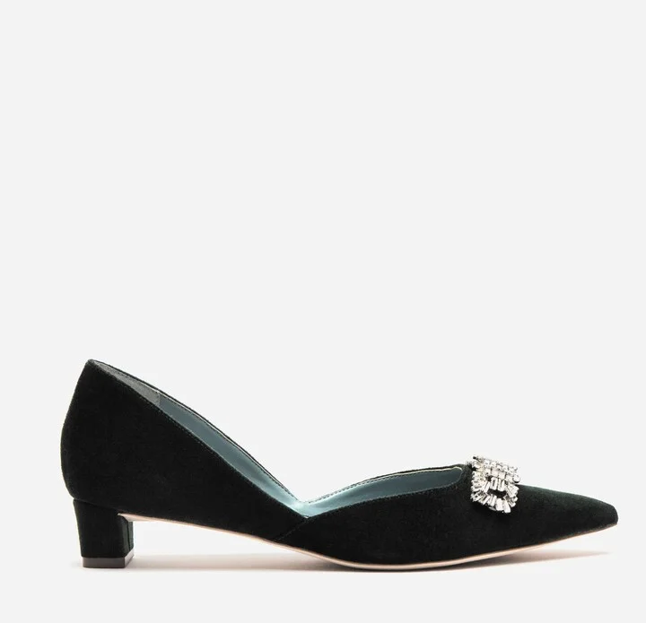 Paula Mini Block Heel - Velvet Black