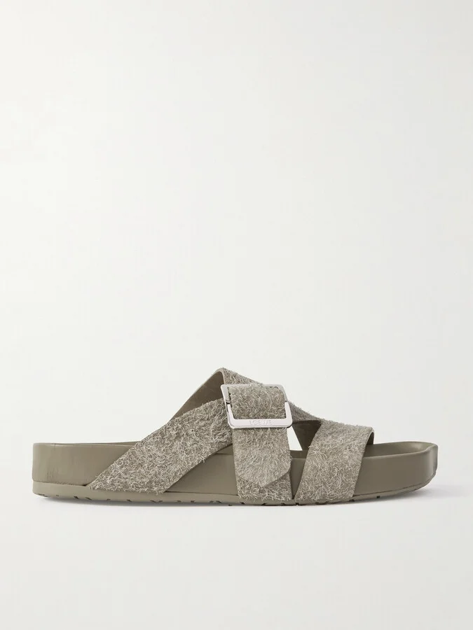 + Paula's Ibiza Ease Buckled Brushed-Suede Slides