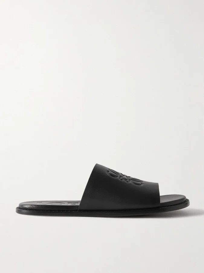 + Paula's Ibiza Logo-Debossed Leather Slides