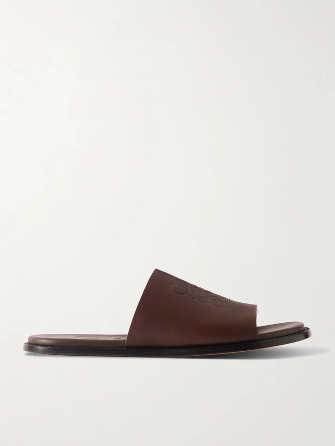 + Paula's Ibiza Logo-Debossed Leather Slides