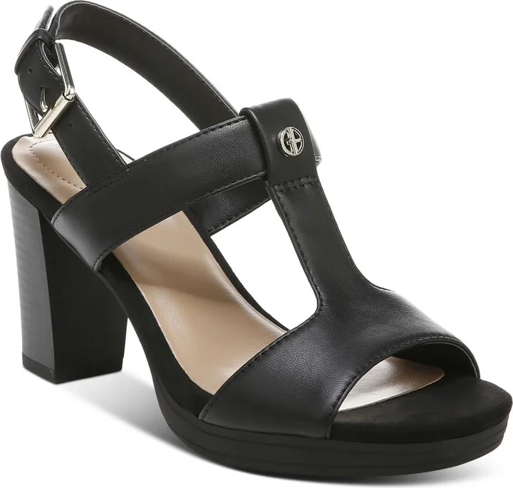 Paulette Womens Faux Leather T-Strap Block Heel