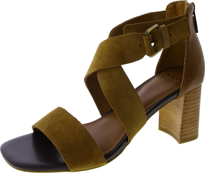 PAULINA Womens Faux Suede Zipper Block Heel