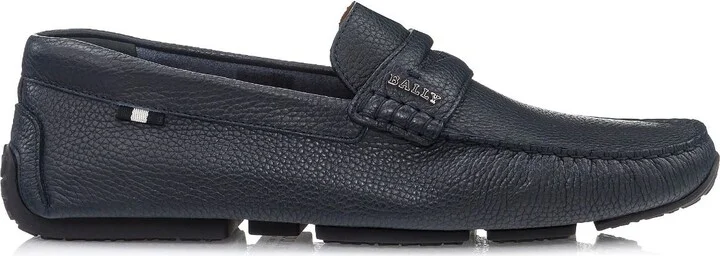 Pavel 6217578 Men's Navy Bovine Printed Leather Driver Shoes