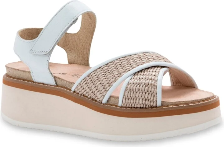 White Leather/ Sand Raffia