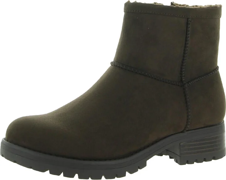 Pay Up Womens Faux Suede Lugged Sole Ankle Boots