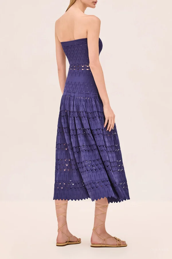 Payge Midi Dress in Navy Blue - Image 2