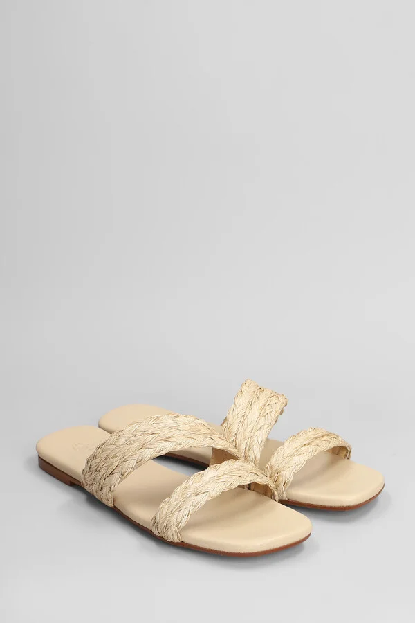 Paz-258 Flats In Beige Leather And Fabric - Image 2