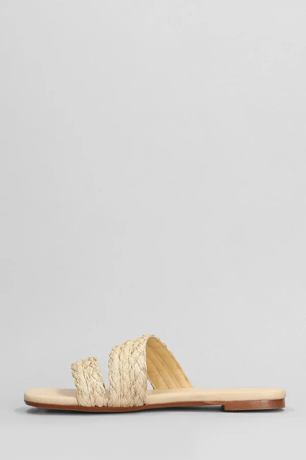 Paz-258 Flats In Beige Leather And Fabric - Image 3
