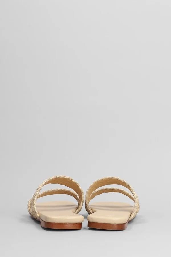 Paz-258 Flats In Beige Leather And Fabric - Image 4
