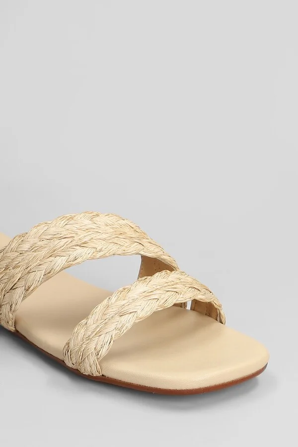 Paz-258 Flats In Beige Leather And Fabric - Image 5
