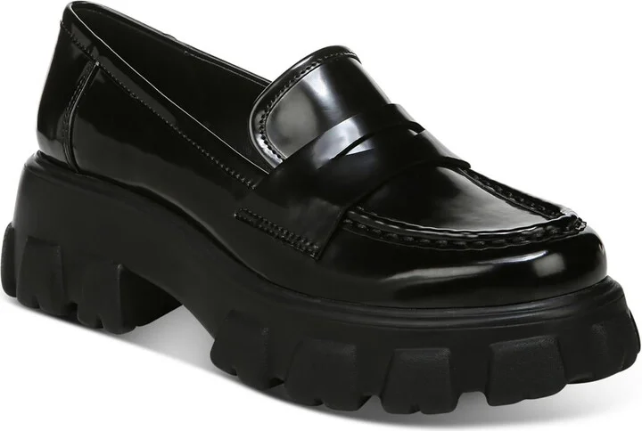 Pazp Womens Lugged Sole Slip On Loafers
