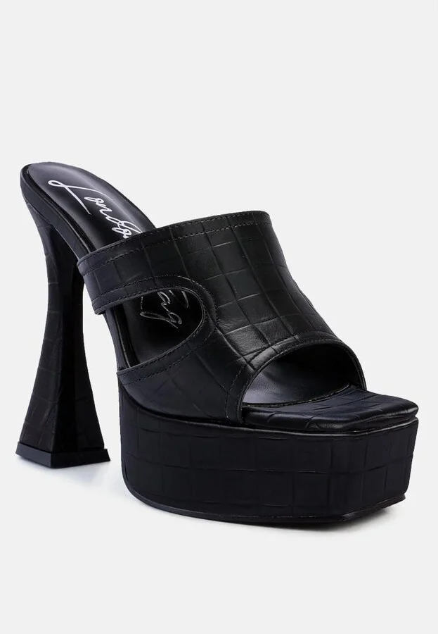 Pda Croc High Heel Platform Sandals - Image 2