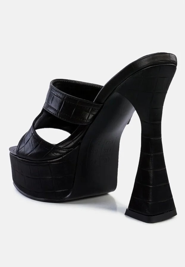 Pda Croc High Heel Platform Sandals - Image 3