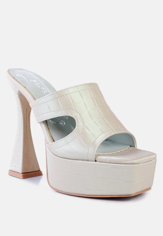 Pda Croc High Heel Platform Sandals - Image 4