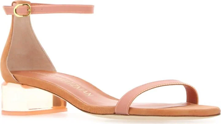 Peach Suede Lucite Nudistcurve Sandals - Image 2