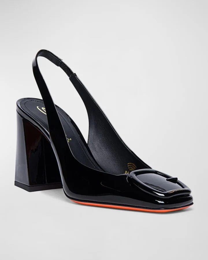Peaches Patent Buckle Slingback Pumps - Image 4