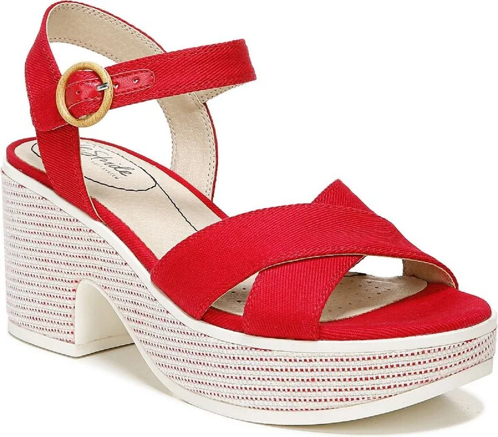 Peachy Womens Cushioned Footbed Ankle Strap Heels