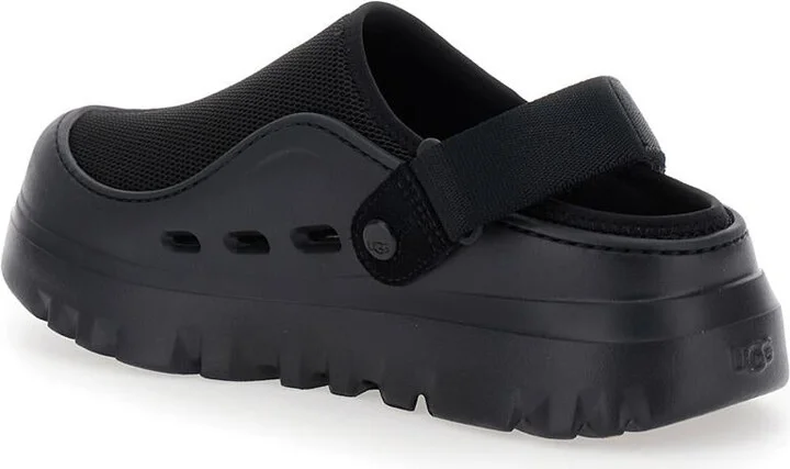 'Peakmod' Black Mules With Adjustable Strap And Lug Sole In Tech Fabric Man - Image 3