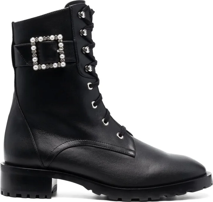 Pearl Buckle Ankle Boots