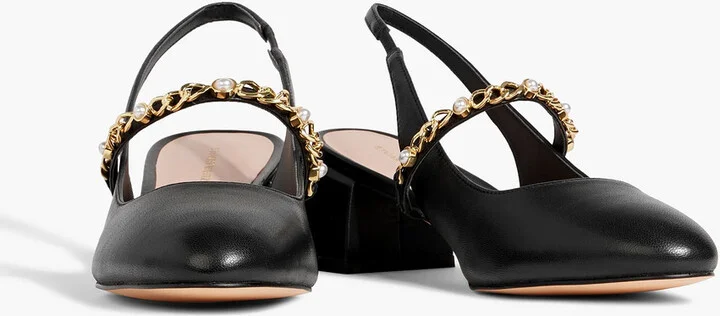 Pearl Chain 45 leather slingback pumps - Image 2