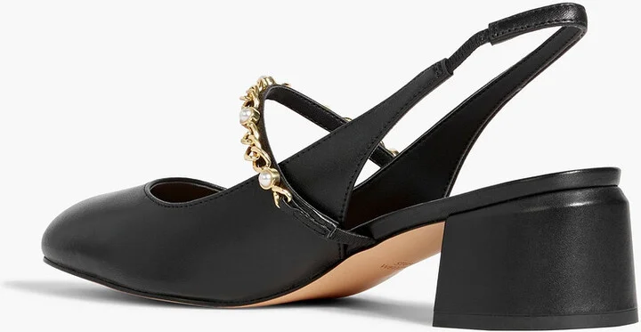 Pearl Chain 45 leather slingback pumps - Image 3
