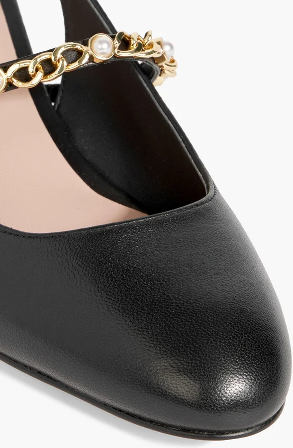 Pearl Chain 45 leather slingback pumps - Image 4