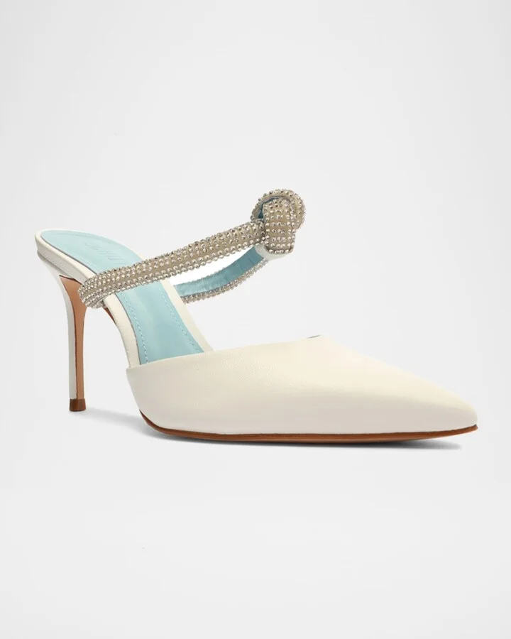 Pearl Crystal Knot Mule Pumps - Image 2