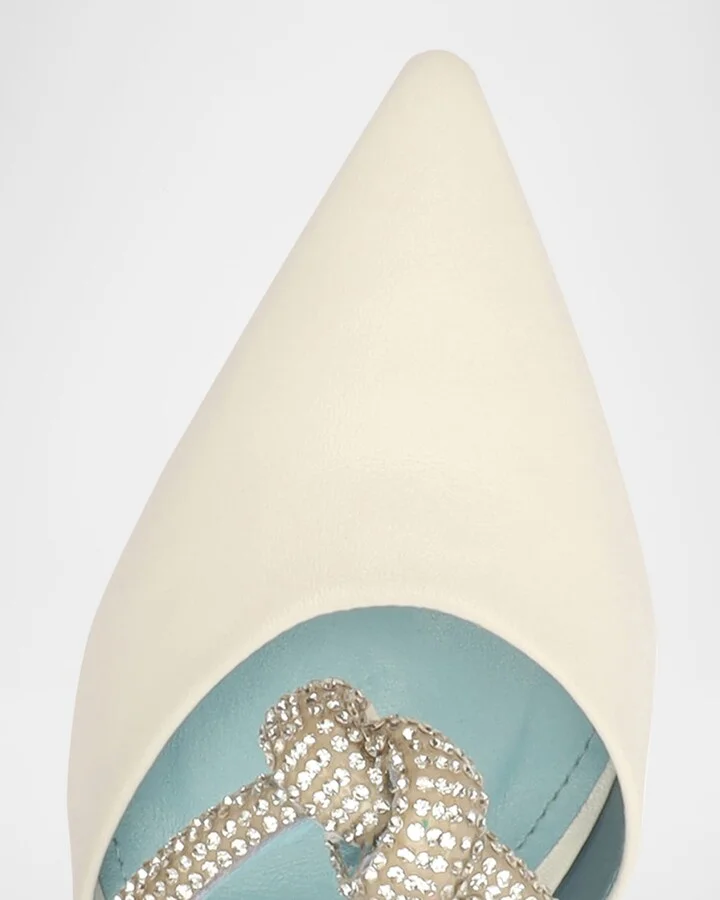 Pearl Crystal Knot Mule Pumps - Image 3