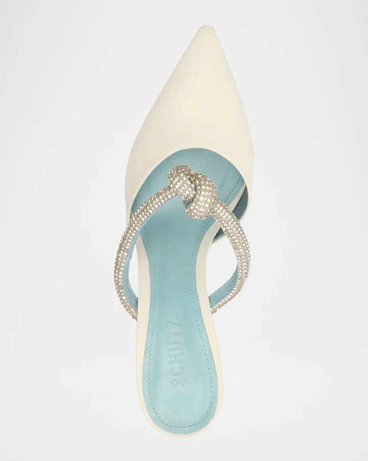Pearl Crystal Knot Mule Pumps - Image 5