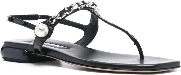 Pearl-Detail Flat Sandals - Image 2