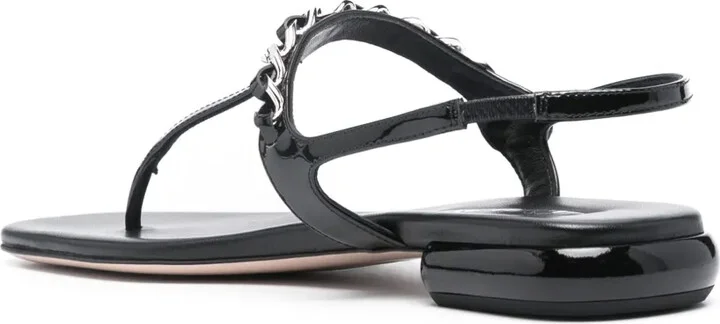 Pearl-Detail Flat Sandals - Image 3