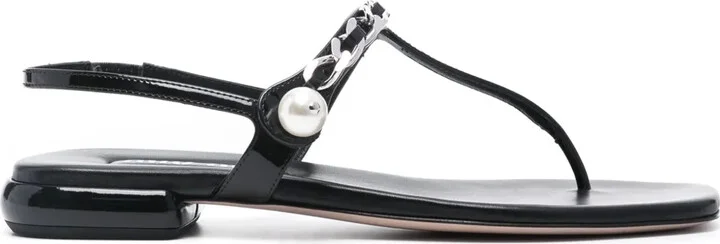 Pearl-Detail Flat Sandals
