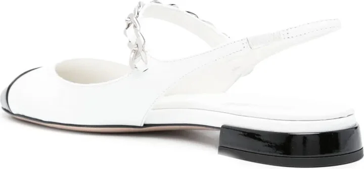 Pearl-Detail Leather Ballerina Shoes - Image 3