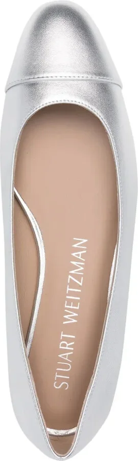 Pearl-Detail Leather Ballerina Shoes - Image 4