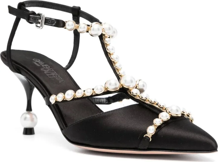 Pearl-Detail Satin 85mm Pumps - Image 2