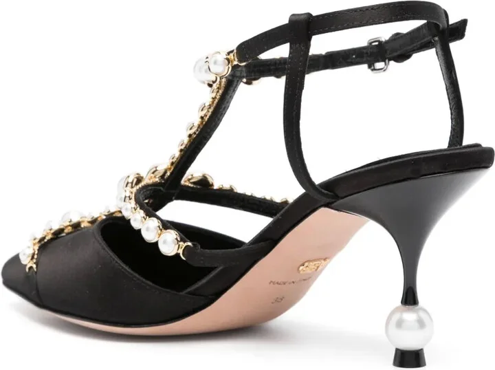 Pearl-Detail Satin 85mm Pumps - Image 3