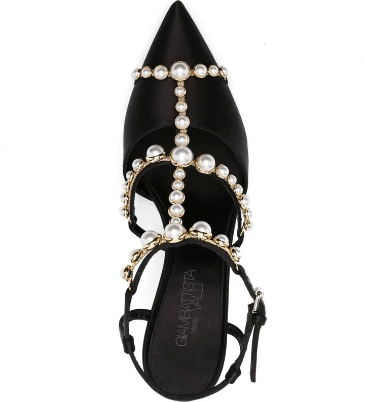 Pearl-Detail Satin 85mm Pumps - Image 4