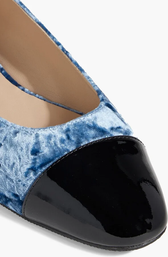Pearl embellished crushed-velvet ballet flats - Image 4